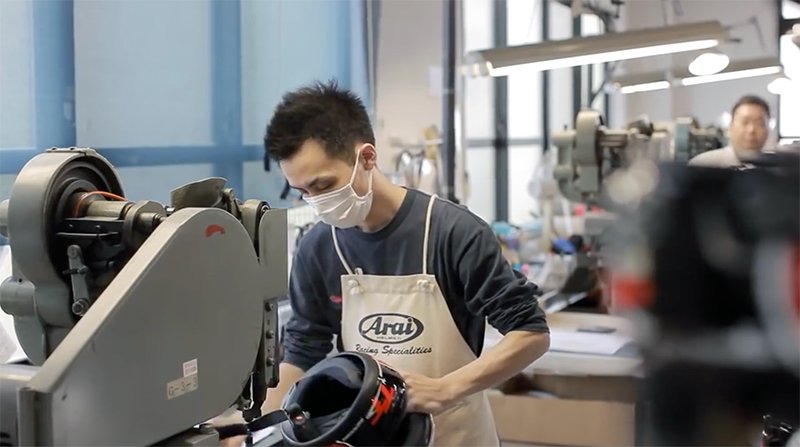 Arai helmet being made in factory